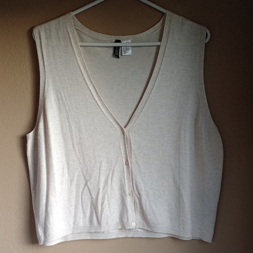 Divided Cream Sleeveless Contemporary Sweater Vest Top Size XL